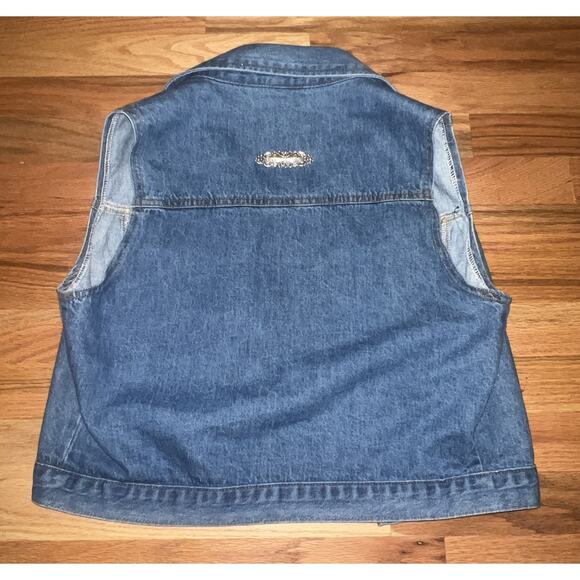 Vintage Faded Glory Denim Vest Women’s Size Medium Silver Concho Embellishments - Picture 2 of 11